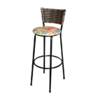 Banqueta Alta Para Cozinha Ratan Cappuccino Preta Estofado Ce