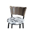 Banqueta Alta Para Cozinha Ratan Cappuccino Preta Estofado Fl