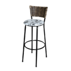 Banqueta Alta Para Cozinha Ratan Cappuccino Preta Estofado Fl