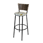 Banqueta Alta Para Cozinha Ratan Cappuccino Preta Estofado Fl