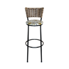 Banqueta Alta Para Cozinha Ratan Cappuccino Preta Estofado Fl