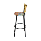 Banqueta Alta Para Cozinha Ratan Palha Preta Estofado Cerveja