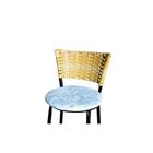 Banqueta Alta Para Cozinha Ratan Palha Preta Estofado Floral