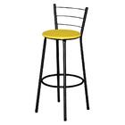 Banqueta Alta Para Cozinha Ratan Preta Retro Amarelo