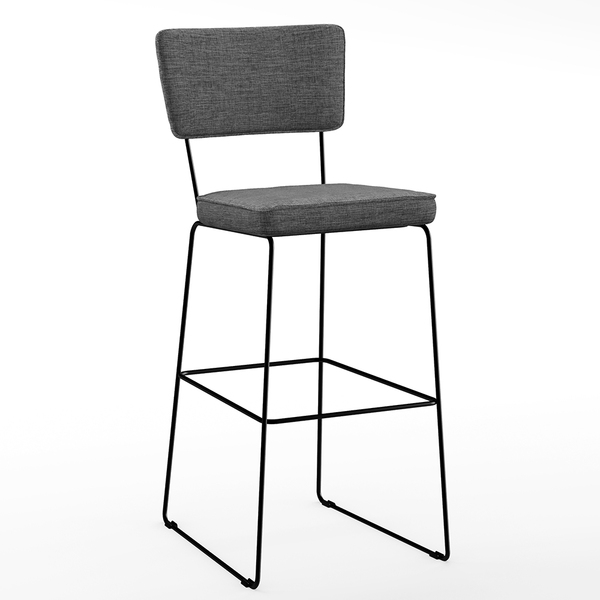 Banqueta Alta Para Cozinha Sala De Jantar Base Aço Fixa Allan