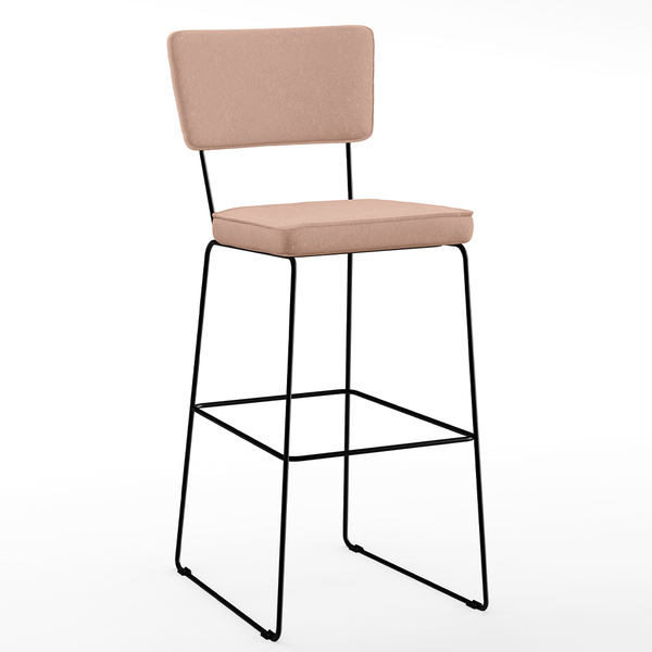 Banqueta Alta Para Cozinha Sala De Jantar Base Em Aço Fixa Al