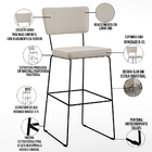 Banqueta Alta Para Cozinha Sala De Jantar Base Em Aço Fixa Al