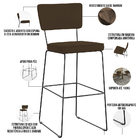 Banqueta Alta Para Cozinha Sala De Jantar Base Em Aço Fixa Al