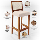Banqueta Alta Para Cozinha Sala De Jantar Encosto Em Tela Bra