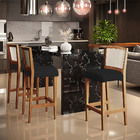 Banqueta Alta Para Cozinha Sala De Jantar Encosto Em Tela Bra