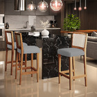 Banqueta Alta Para Cozinha Sala De Jantar Encosto Em Tela Bra