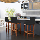 Banqueta Alta Para Cozinha Sala De Jantar Fixa Alya L02 Suede