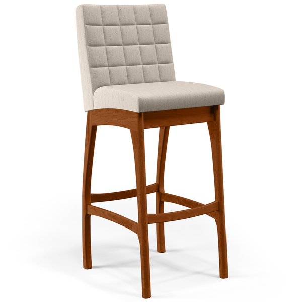 Banqueta Alta Para Cozinha Sala De Jantar Fixa Mila L02 Linho