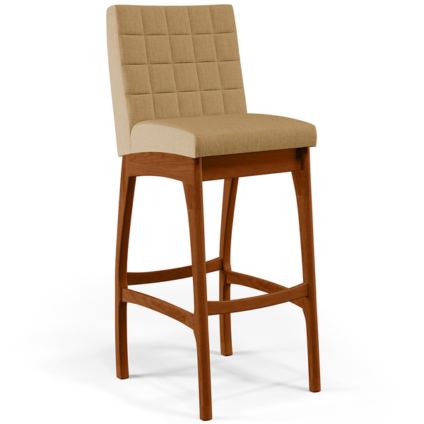 Banqueta Alta Para Cozinha Sala De Jantar Fixa Mila L02 Linho