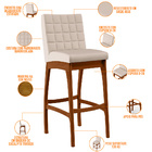 Banqueta Alta Para Cozinha Sala De Jantar Fixa Mila L02 Suede