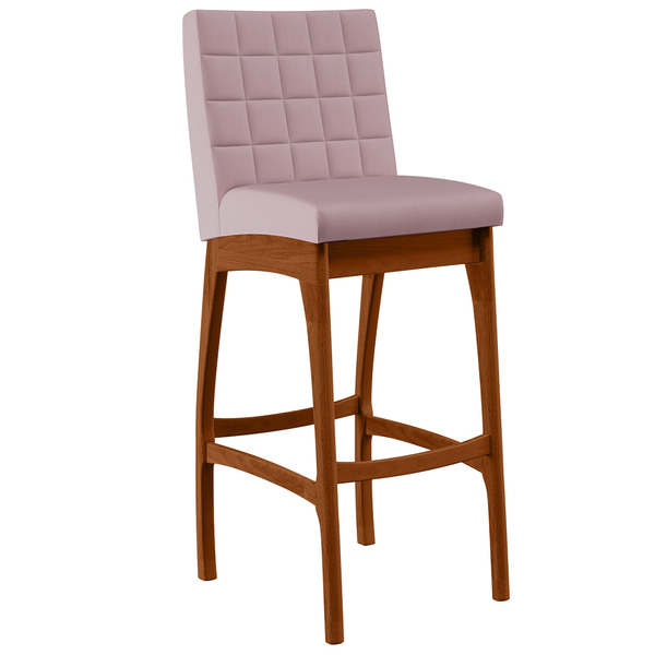 Banqueta Alta Para Cozinha Sala De Jantar Fixa Mila L02 Suede