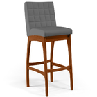 Banqueta Alta Para Cozinha Sala De Jantar Fixa Mila L02 Suede