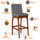 Banqueta Alta Para Cozinha Sala De Jantar Fixa Mila L02 Suede