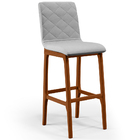 Banqueta Alta Para Cozinha Sala De Jantar Fixa Zoe L02 Linho