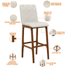 Banqueta Alta Para Cozinha Sala De Jantar Fixa Zoe L02 Linho