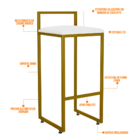 Banqueta Alta Para Cozinha Sala De Jantar Hanna L02 Dourado C