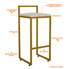 Banqueta Alta Para Cozinha Sala De Jantar Hanna L02 Dourado L