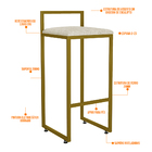 Banqueta Alta Para Cozinha Sala De Jantar Hanna L02 Dourado L