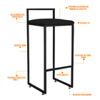 Banqueta Alta Para Cozinha Sala De Jantar Hanna L02 Preto Cor