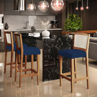 Banqueta Alta Para Cozinha Sala Encosto Em Tela Branco Zion L