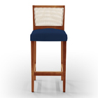 Banqueta Alta Para Cozinha Sala Encosto Em Tela Branco Zion L