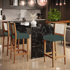 Banqueta Alta Para Cozinha Sala Encosto Em Tela Branco Zion L