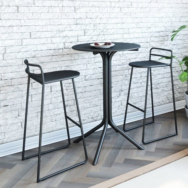 Banqueta Alta Para Sala De Jantar Salvador  Preto Fosco