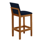 Banqueta Alta Pérola Com Encosto Estofado Veludo Azul Petróle