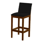 Banqueta Alta Pérola Com Encosto Estofado Veludo Preto Madeir