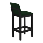 Banqueta Alta Pérola Com Encosto Estofado Veludo Verde Madeir