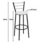 Banqueta Alta Preta Com Encosto Para Cozinha Assento Branco