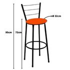 Banqueta Alta Preta Com Encosto Para Cozinha Assento Laranja