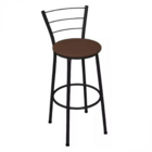 Banqueta Alta Preta Com Encosto Para Cozinha Assento Marrom