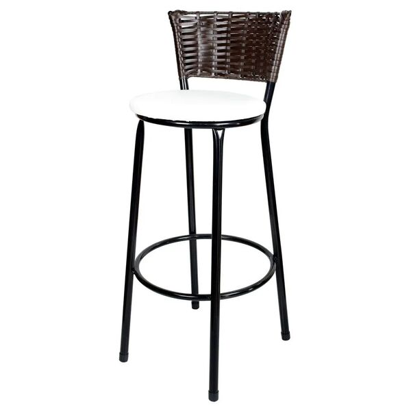 Banqueta Alta Ratan Hawai Preta Café - Laca Branca