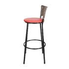 Banqueta Alta Ratan Hawai Preta Vermelho