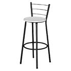 Banqueta Alta Ratan Preta Retro Laca Branca