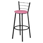 Banqueta Alta Ratan Preta Retro - Rosa