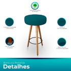 Banqueta Alta Redonda Cozinha E Sala Suede Azul Turquesa - Jy
