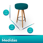 Banqueta Alta Redonda Cozinha E Sala Suede Azul Turquesa - Jy