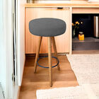 Banqueta Alta Redonda Cozinha E Sala Suede - Jylcrom - Cinza