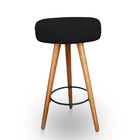 Banqueta Alta Redonda Cozinha E Sala Suede Preto - Jylcrom