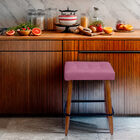 Banqueta Alta Retangular Cozinha E Sala Courino Rosa - Jylcrom