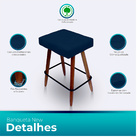 Banqueta Alta Retangular Cozinha E Sala Suede Azul - Jylcrom