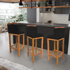 Banqueta Alta Rubi Veludo Base Fixa De Madeira - Pallazio - P