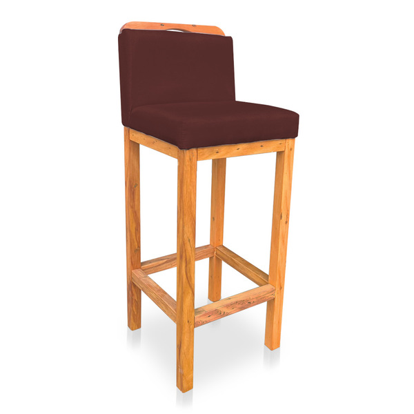 Banqueta Alta Rubi Veludo Marsala Base Fixa De Madeira - Pall
